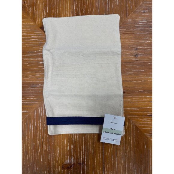 Natural Canvas Tech Organization Roll With Elastic Strap & Multiple Pockets - Picture 6 of 11